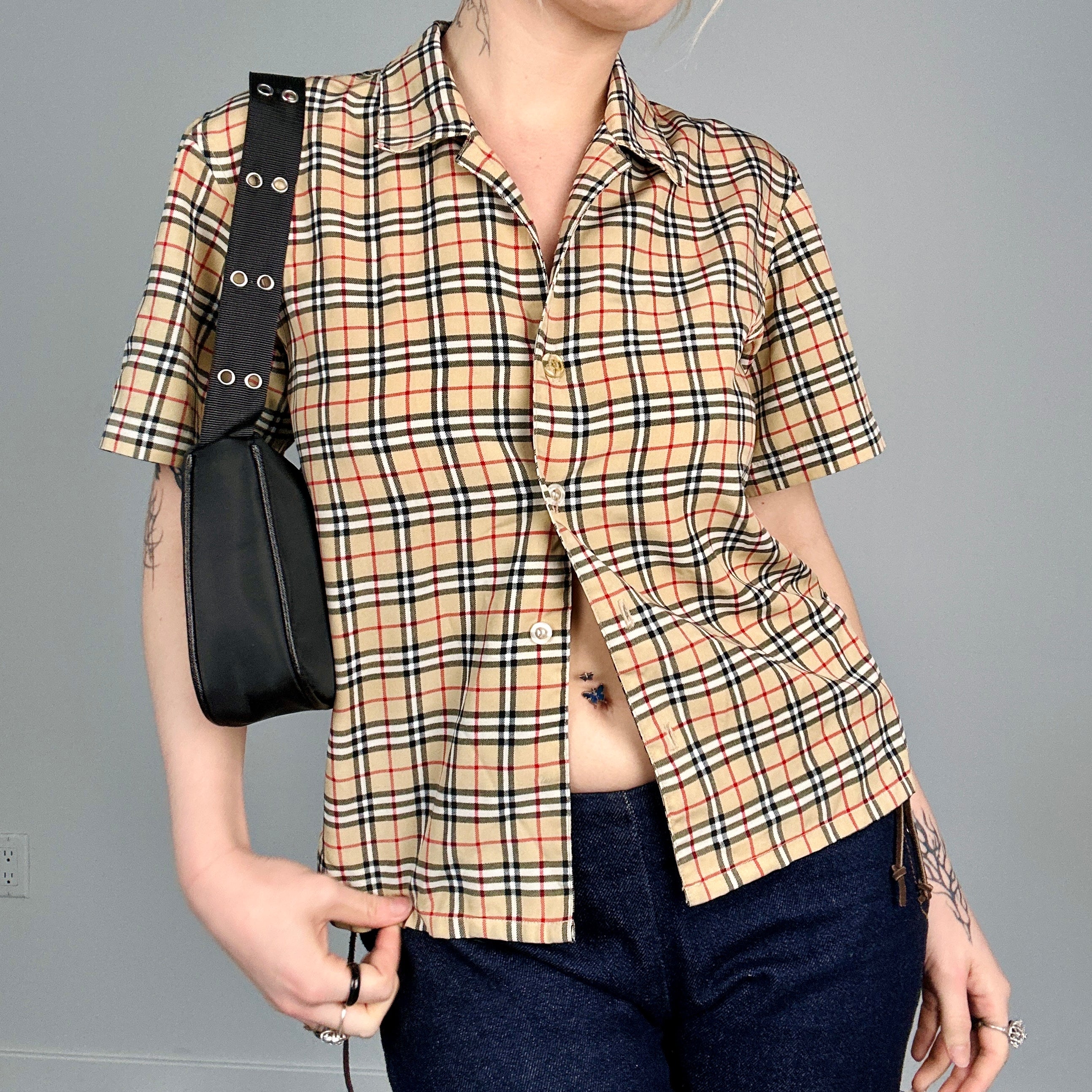 Early 2000s Plaid Print Button Up