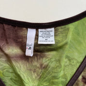 90s green brown wrap knit top