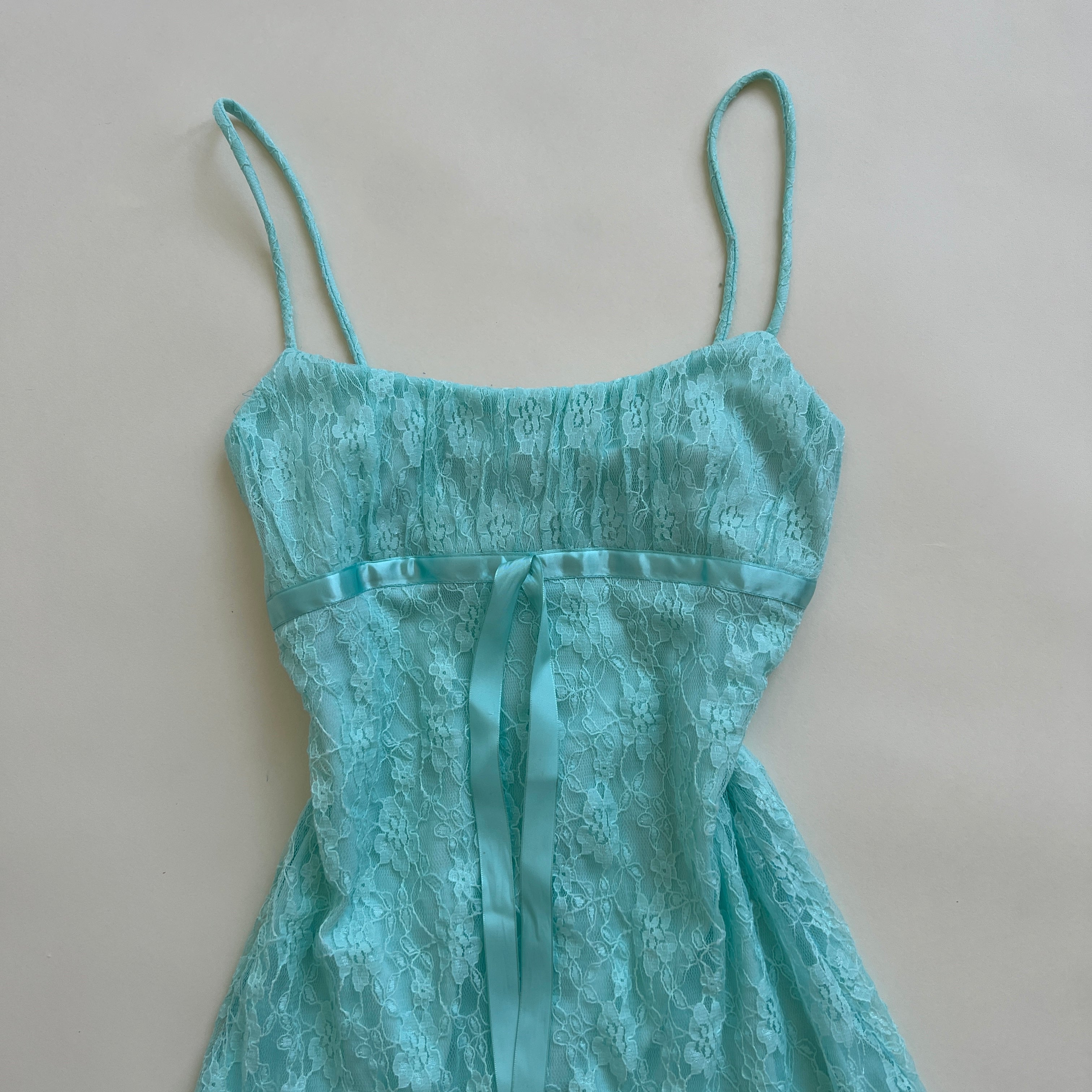 Y2k cyan lace mini