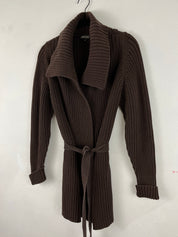 Ribbed tie cardigan