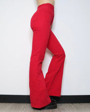 70s Red Corduroy Bell Bottoms (S)