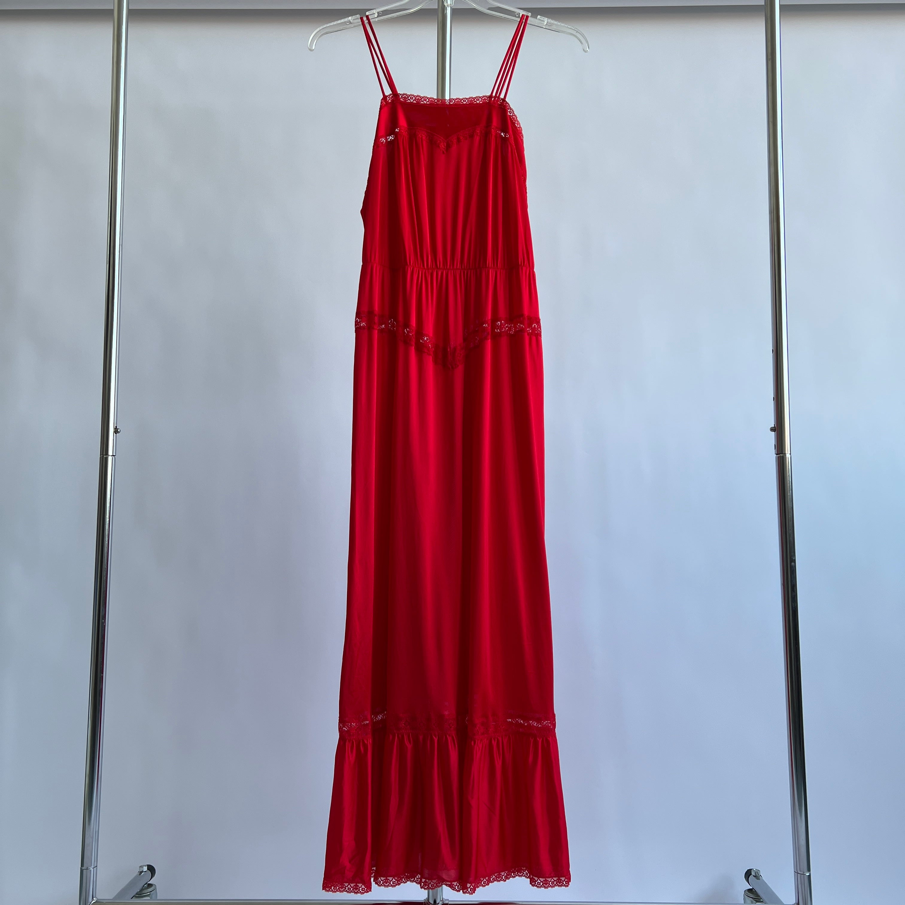 Vintage red satin maxi slip
