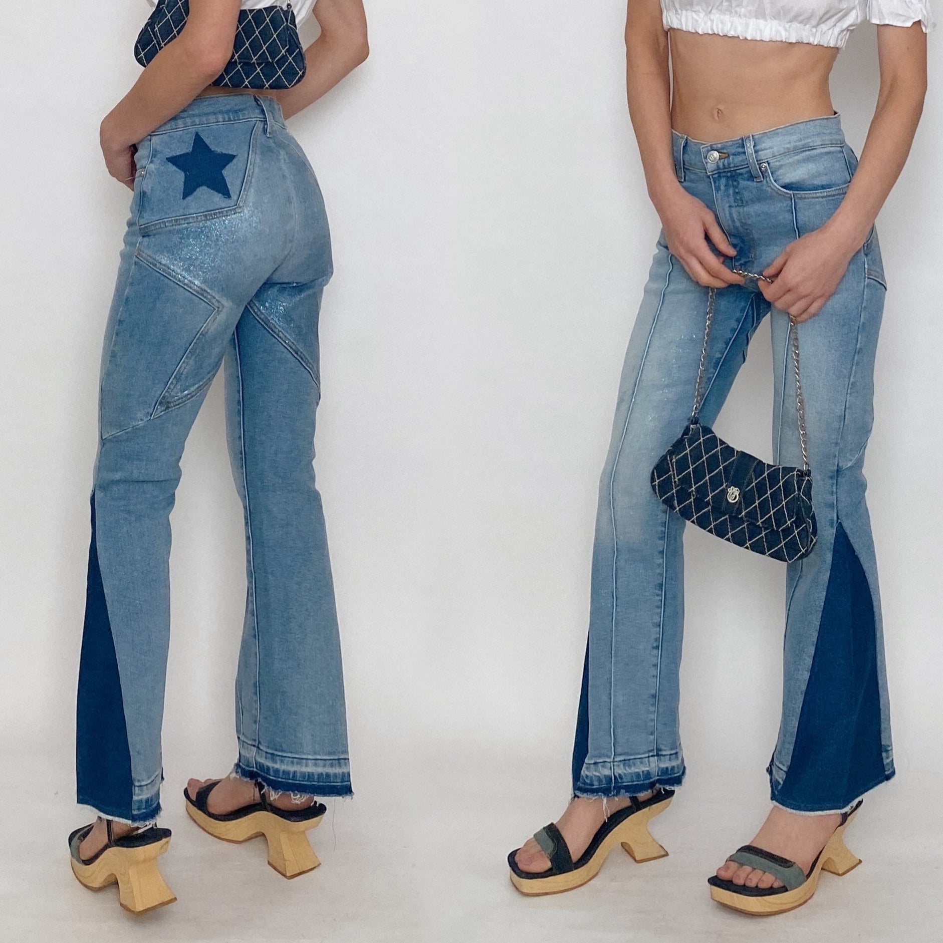 re-worked glitter star jeans