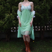 Green Lace Peignoir Set (S-M)