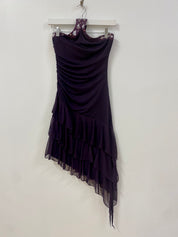 Mesh Cascade Halter Dress