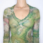 Italian Green Babydoll Blouse (XS-S) 
