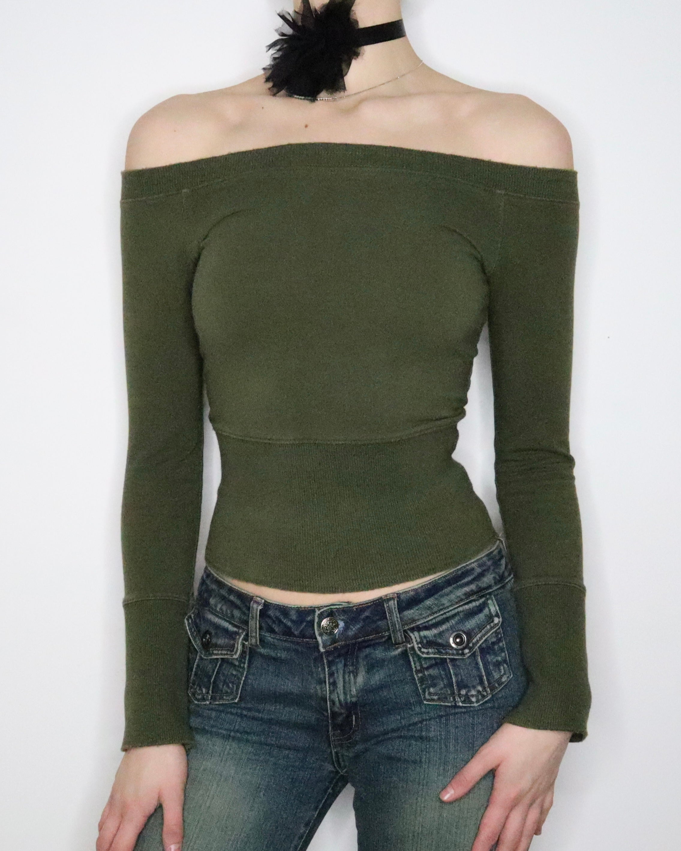 Green Off the Shoulder Top (XS-S) 
