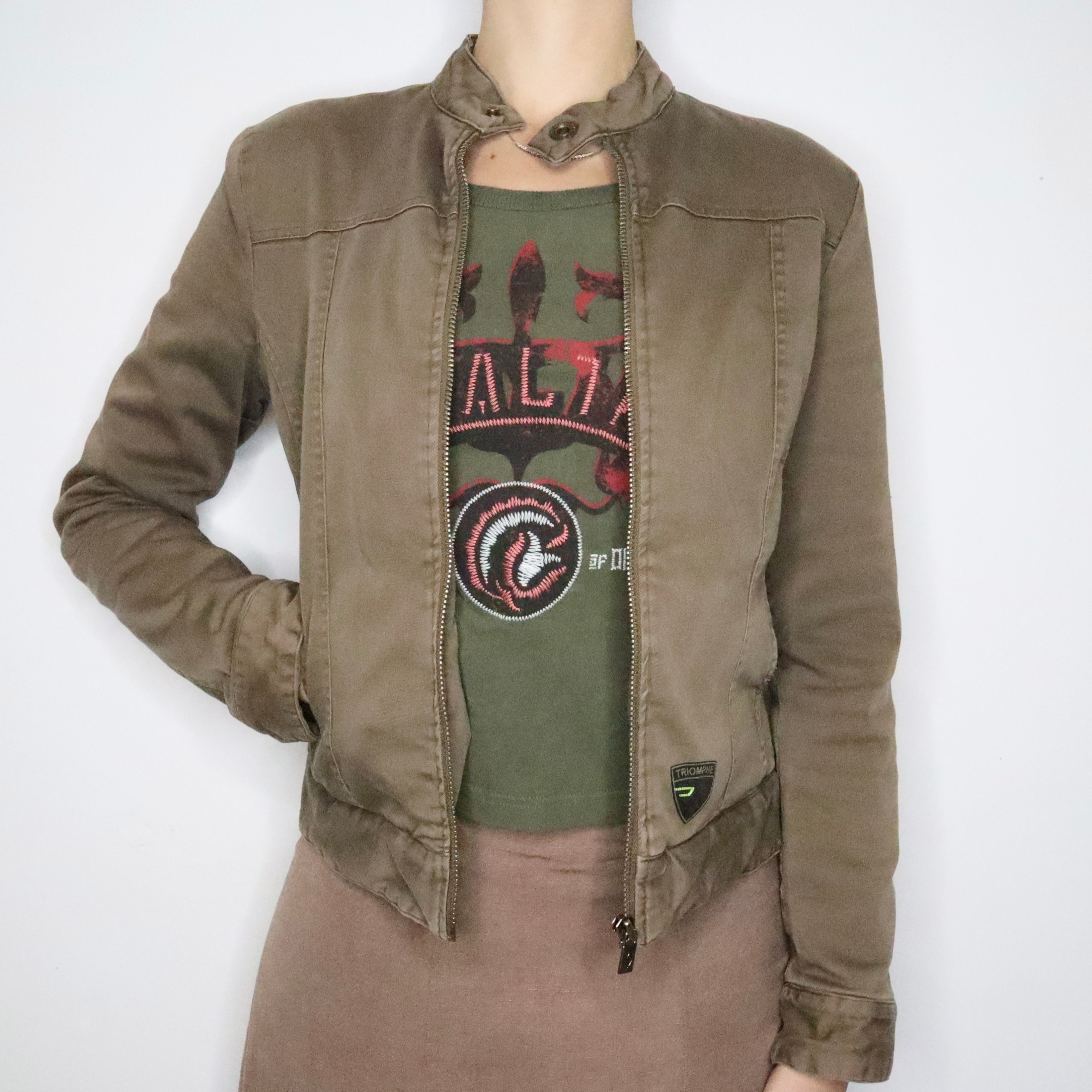 Diesel Khaki Green Moto Jacket (Medium)