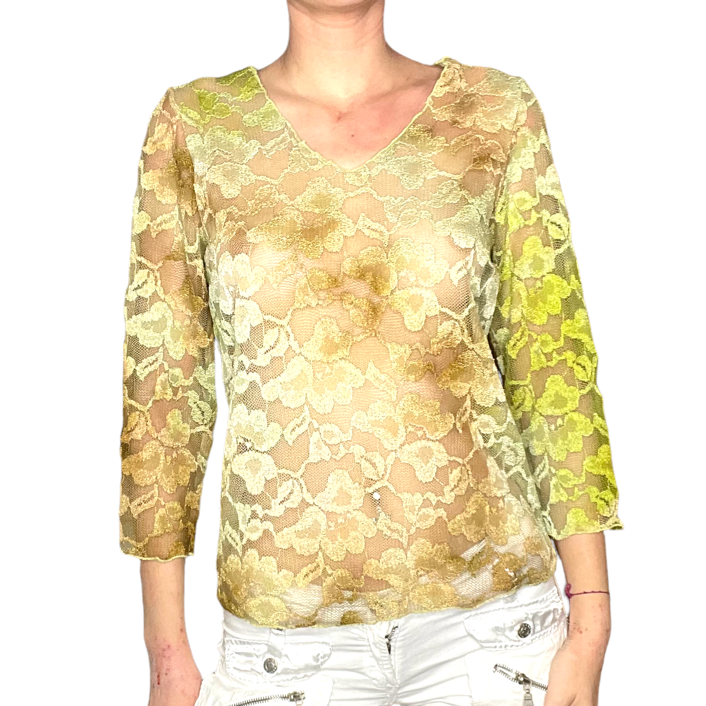 sheer lace net top