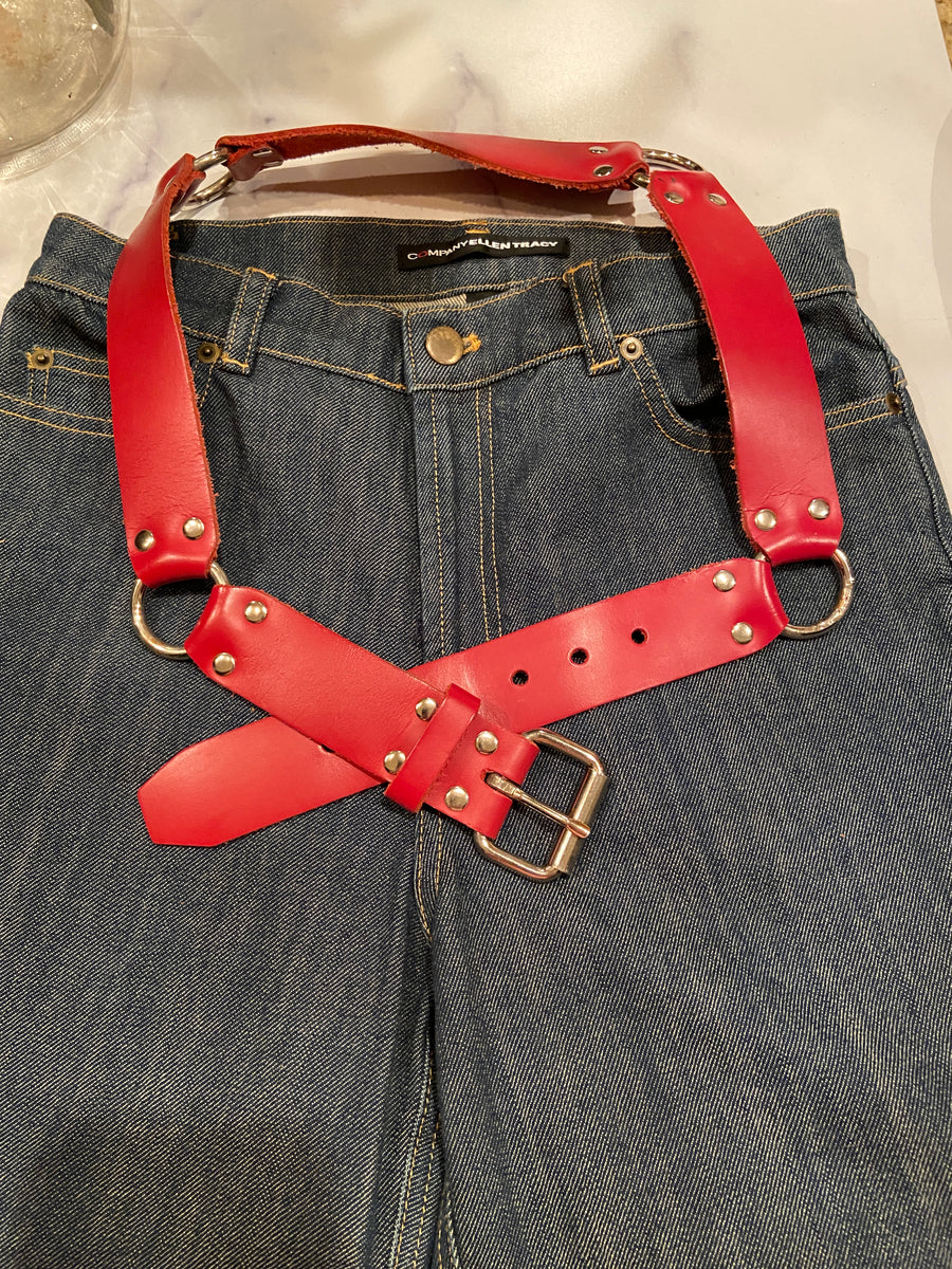 Leather red belts
