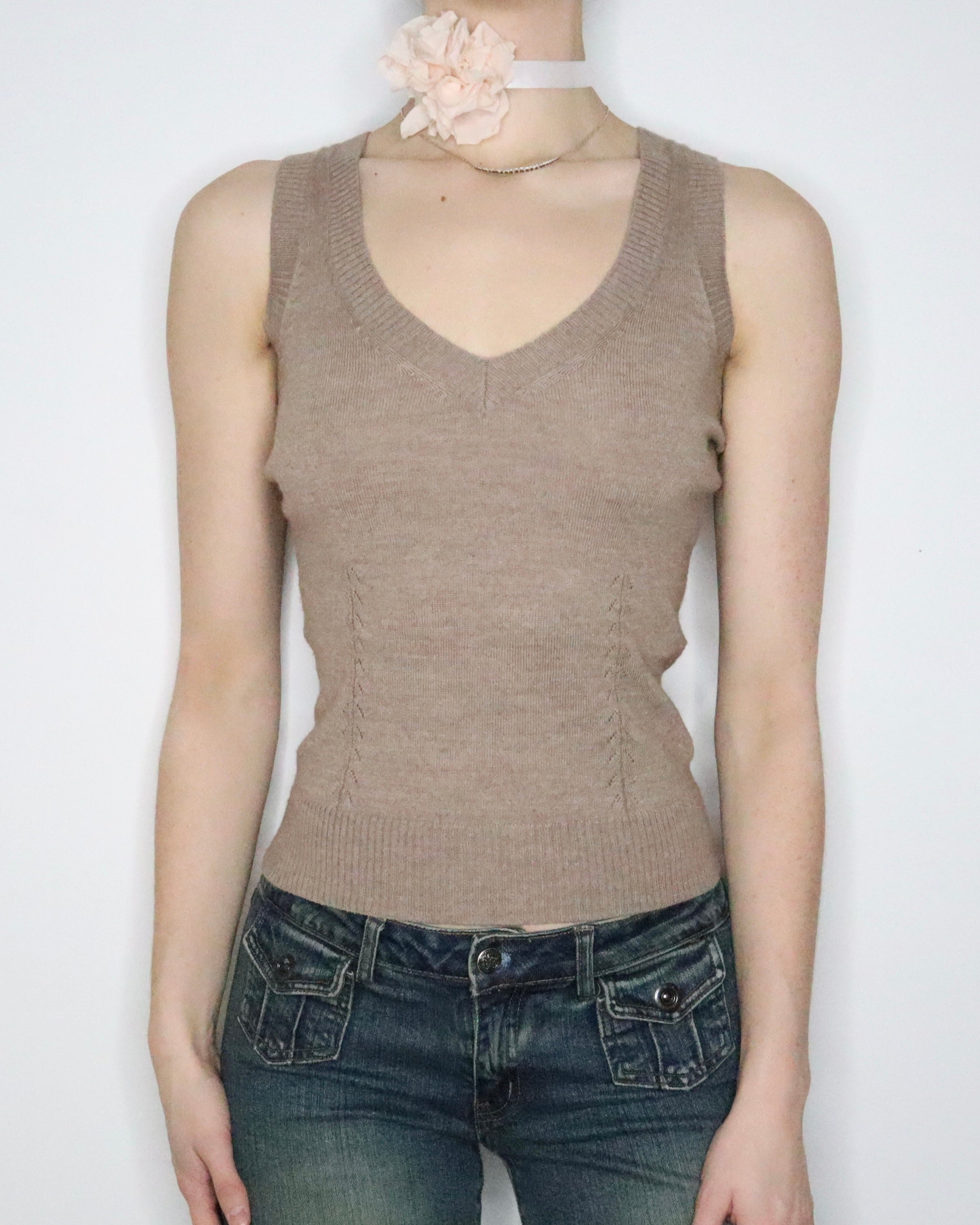 Tan Knit Tank Top (Small) 