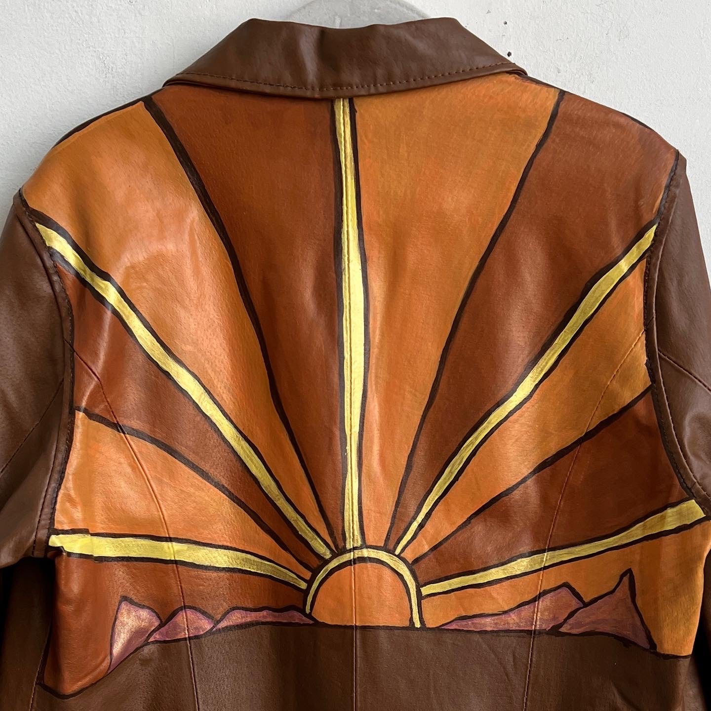 🌅 Hand painted leather blazer