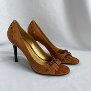 Suede fringe heels sz 9