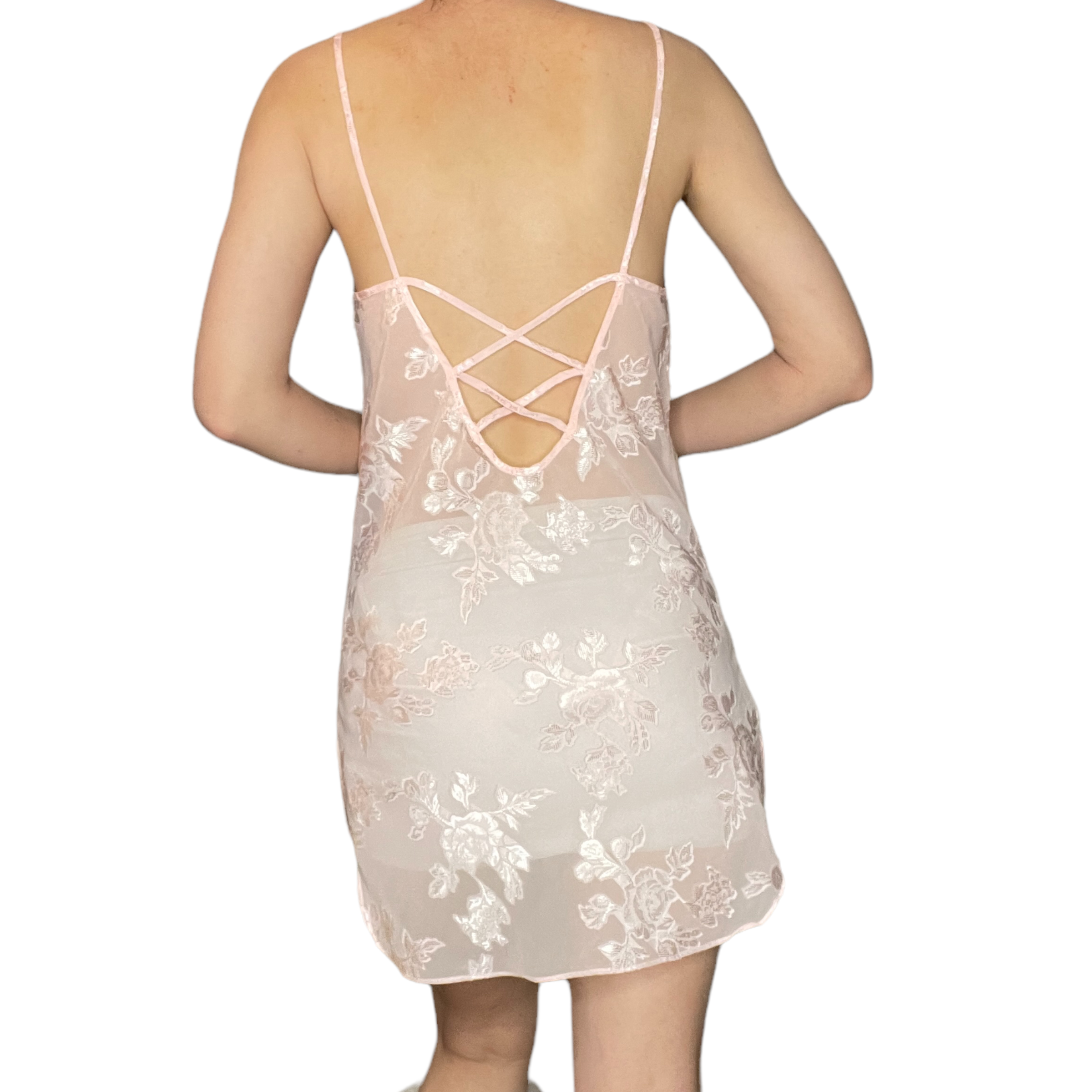 pink sheer slip dress