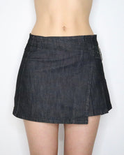 Asymmetrical Denim Mini Skirt (Small) 