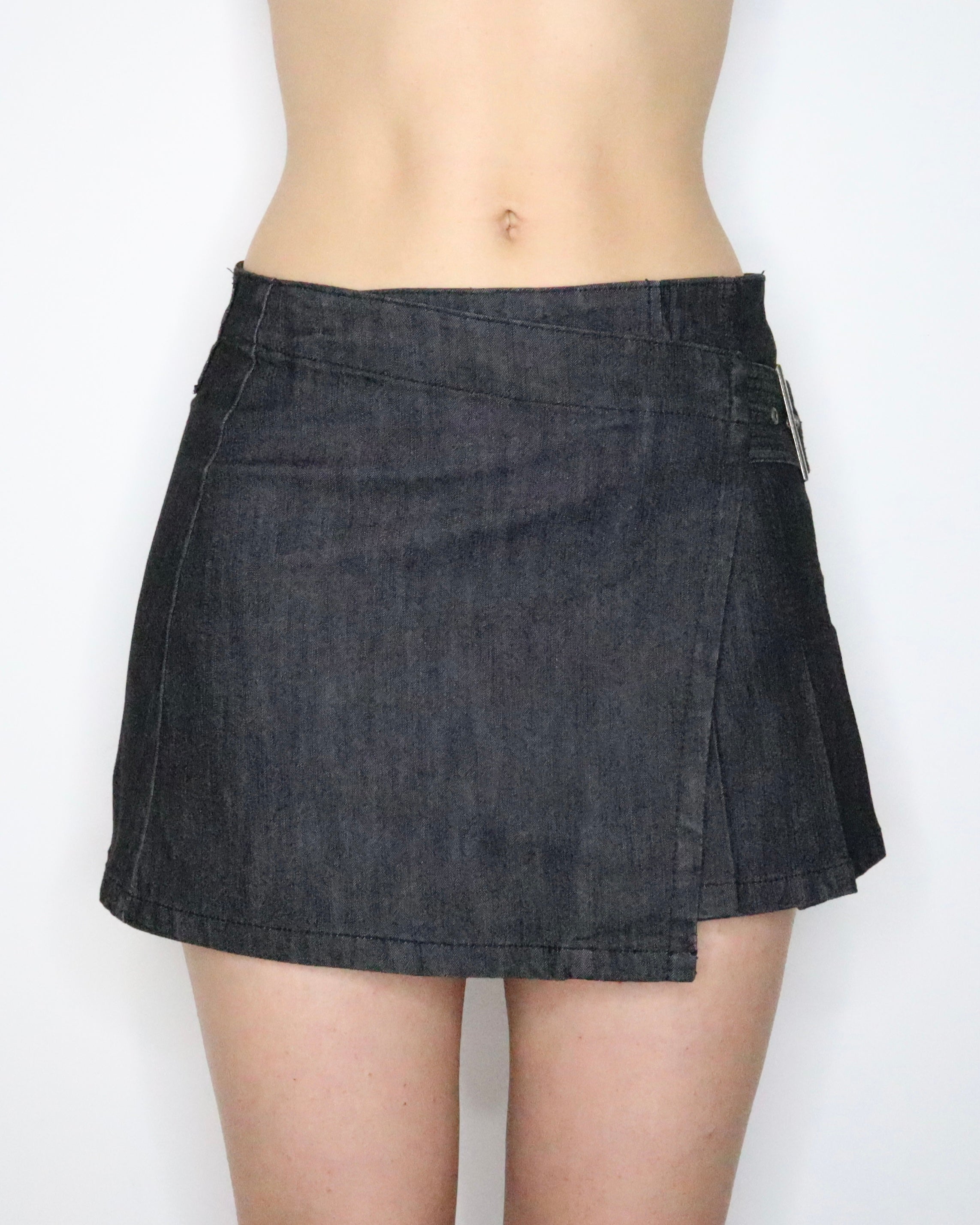 Asymmetrical Denim Mini Skirt (Small) 