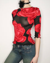 Rose Graphic Mesh Top (Medium)