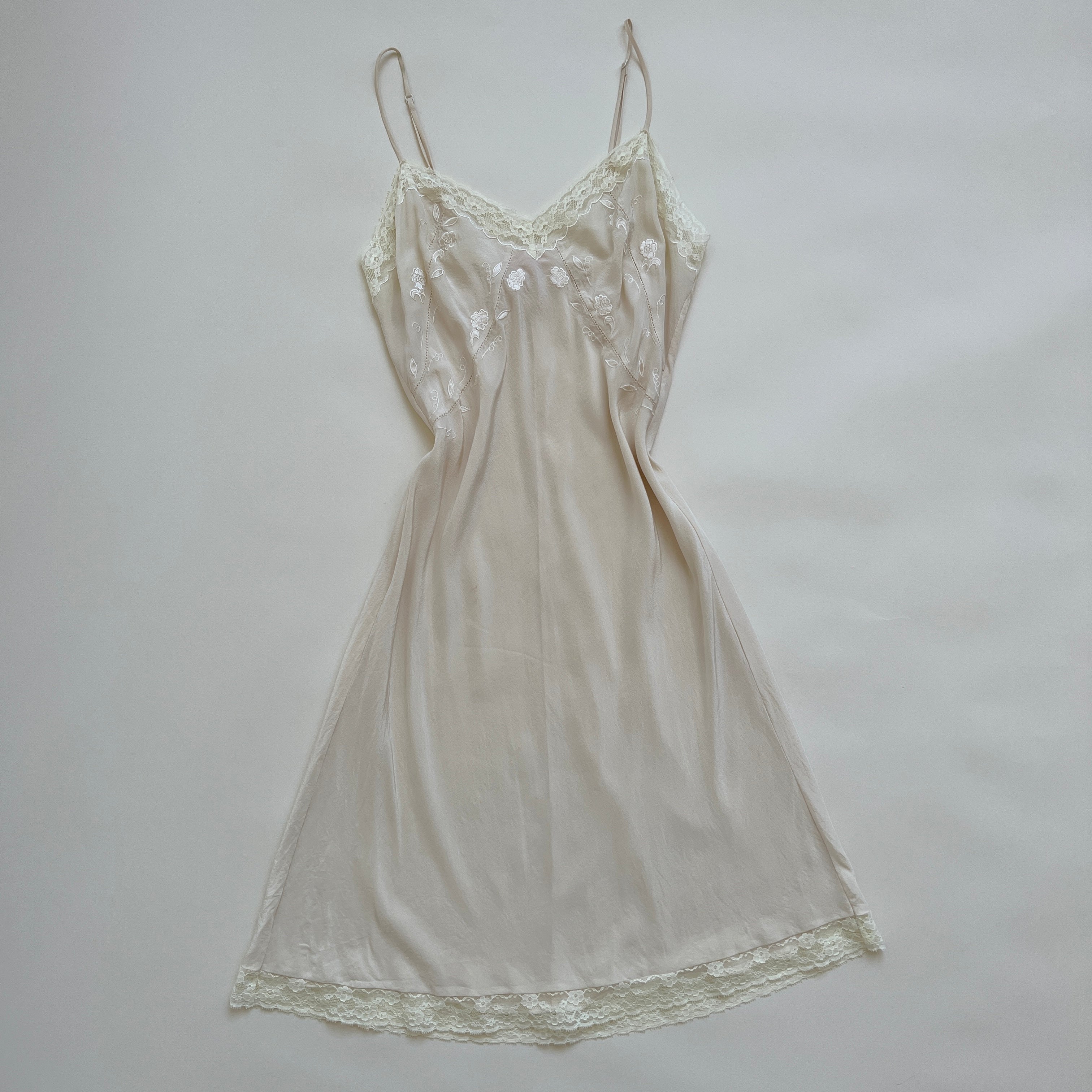 Ivory silk midi slip