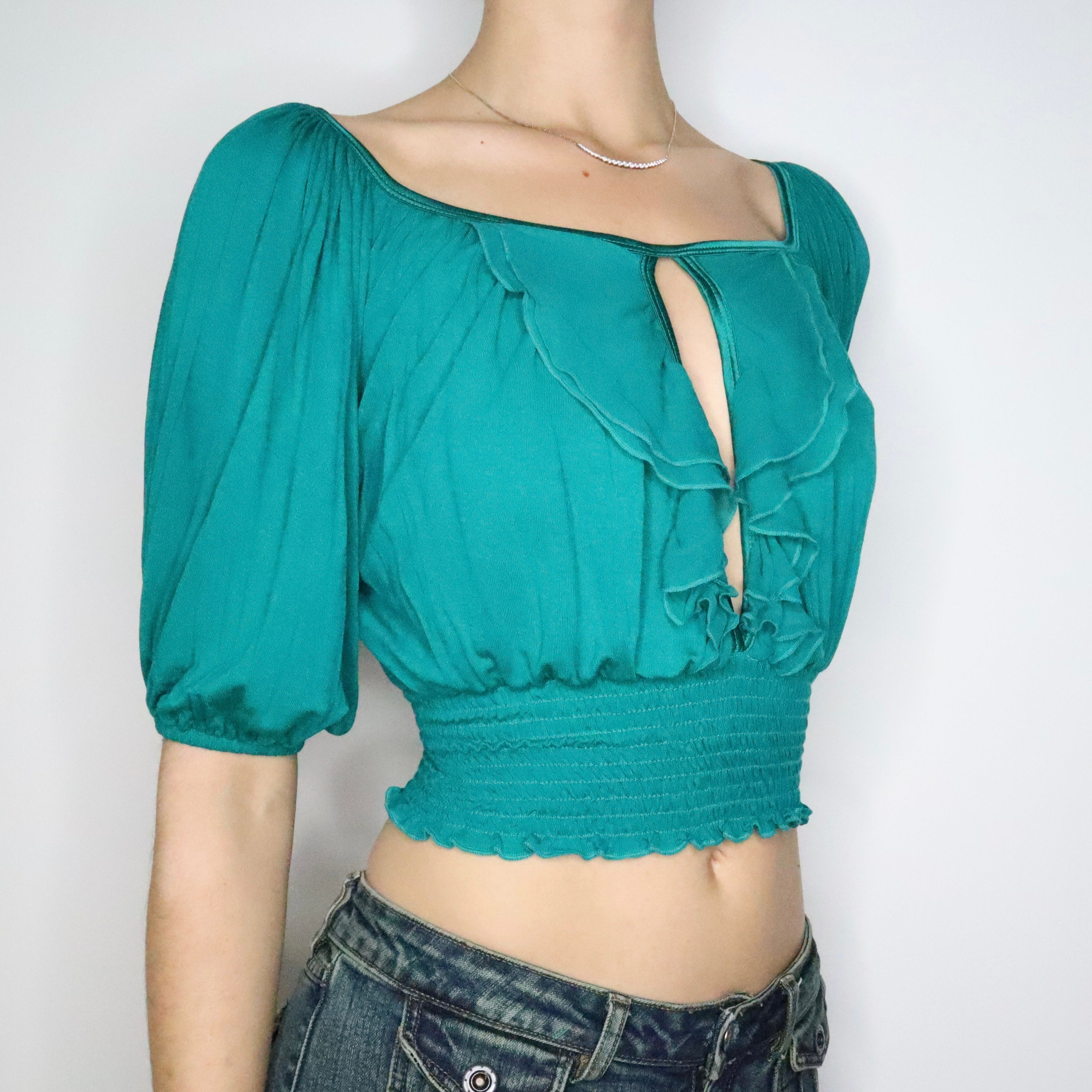 Bebe Puff Sleeve Blouse (XS-S)