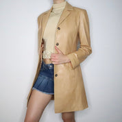 Long Tan Leather Jacket (Small)