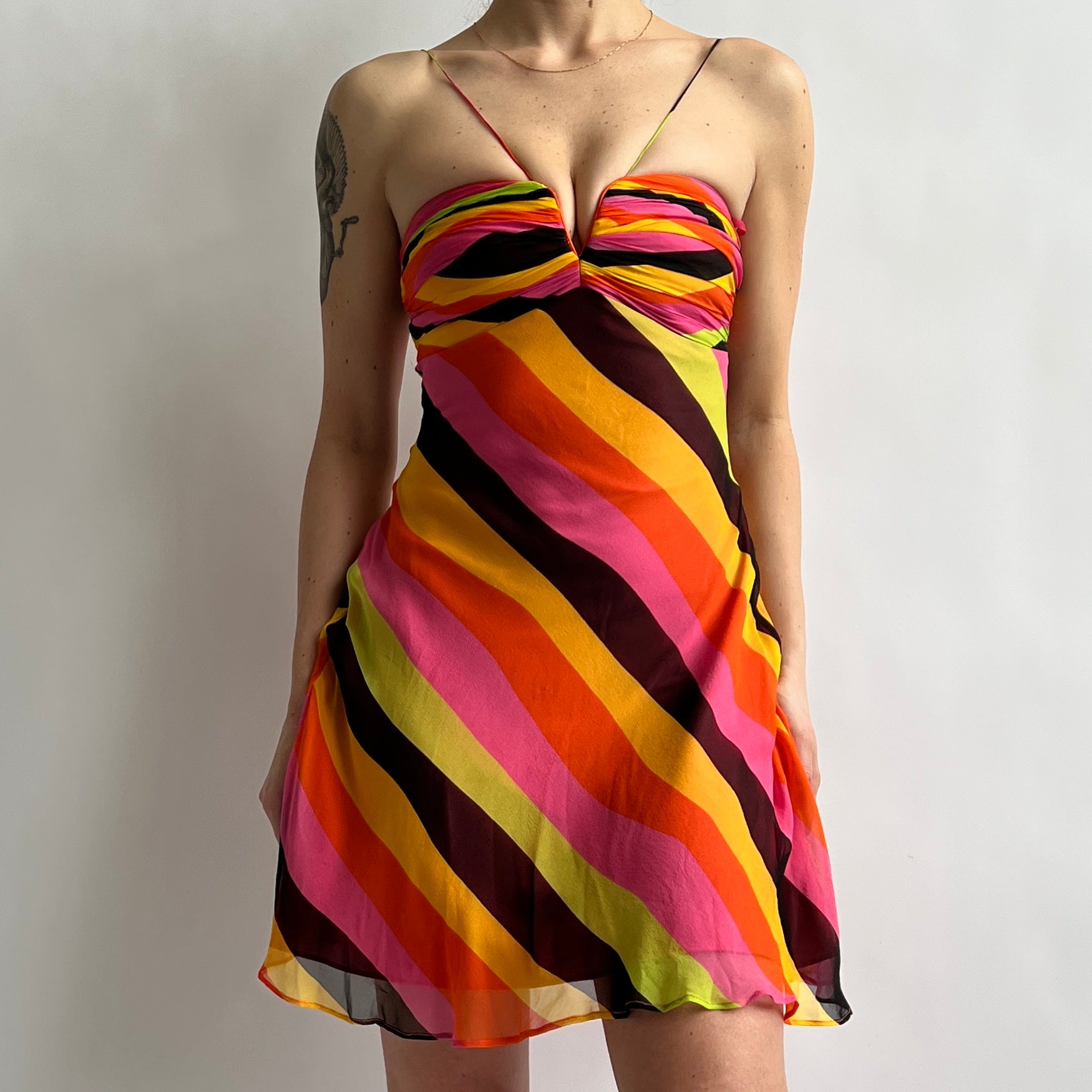 Vintage Caché silk stripe dress (S)