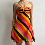 Vintage Caché silk stripe dress (S)
