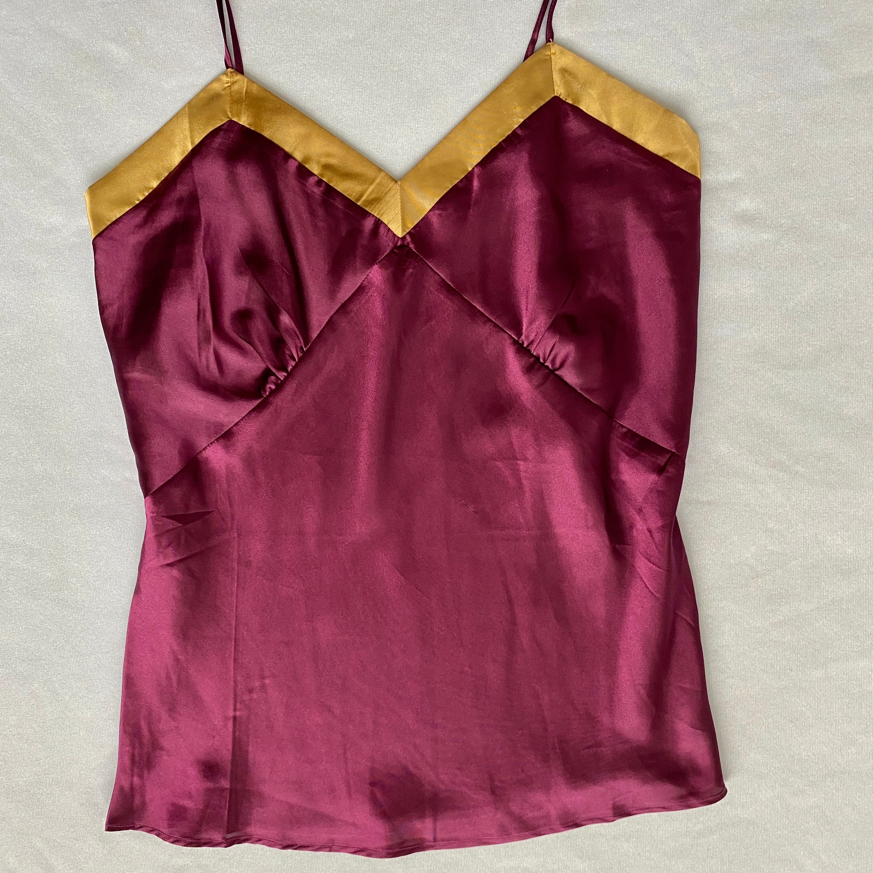 Satin plum / gold trim cami