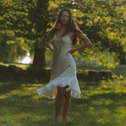 Vintage satin ivory midi slip