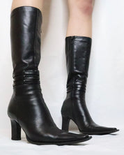 Black Leather Pointed Toe Boots (6 US/36 EU)