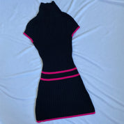 Black pink polo sweater dress