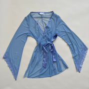 Lavender satin slip + robe set