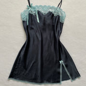 Navy baby blue lace slip