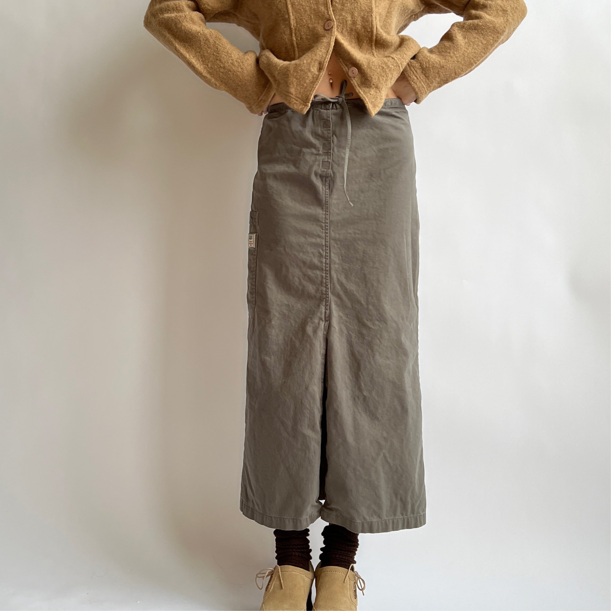 Slate green cargo maxi skirt