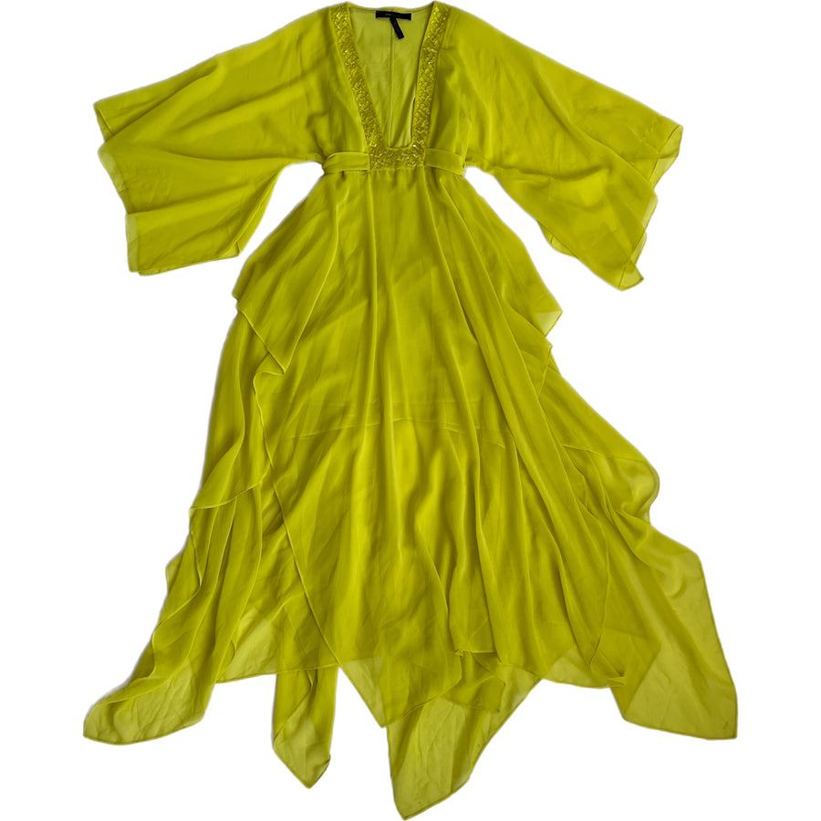 Chartreuse wide sleeve maxi dress