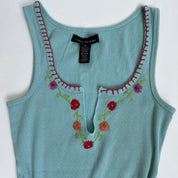 00s blue embroidered tank