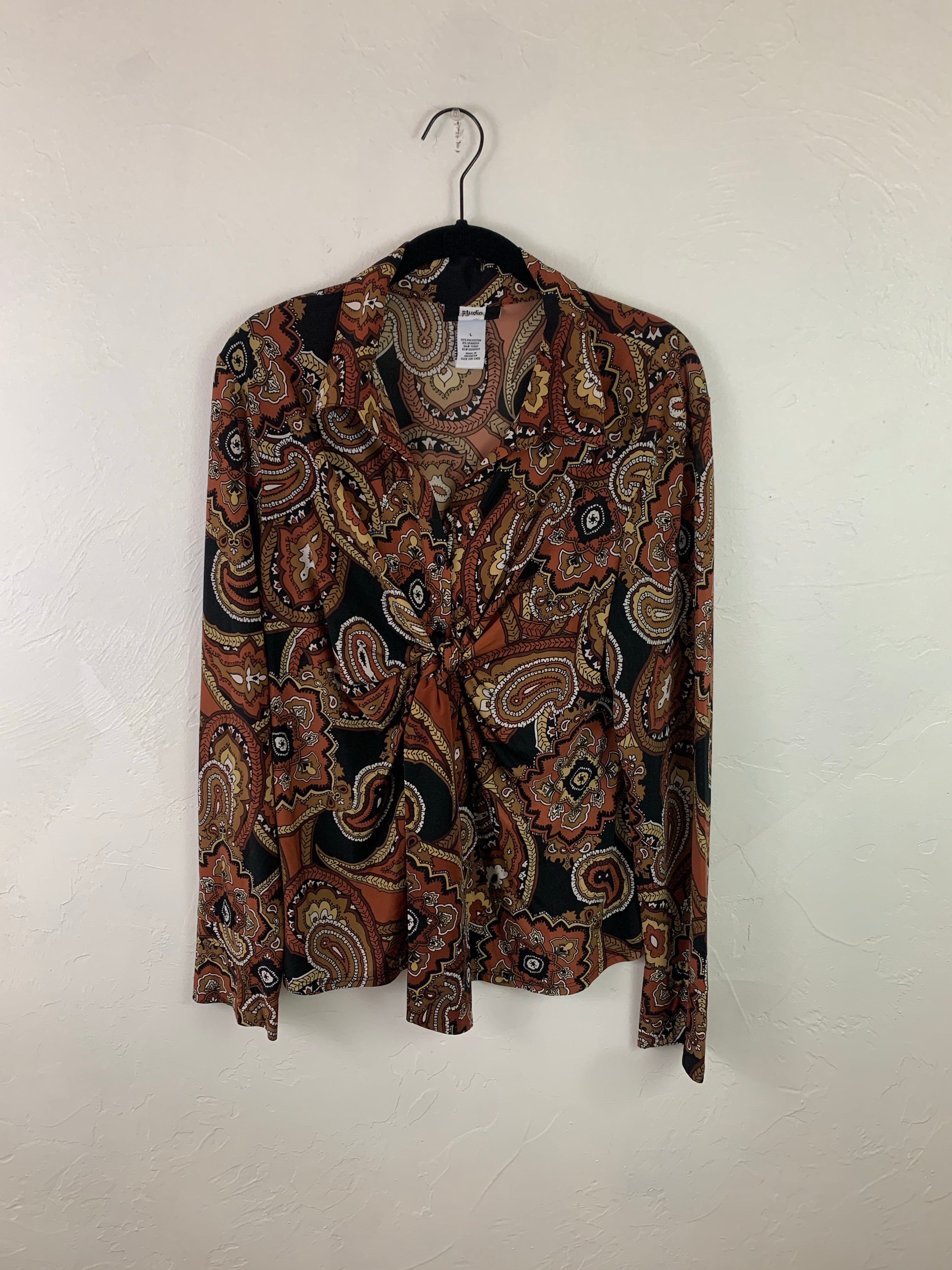 Brown tie button up top