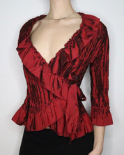 Dark Red Pleated Blouse (M-L) 