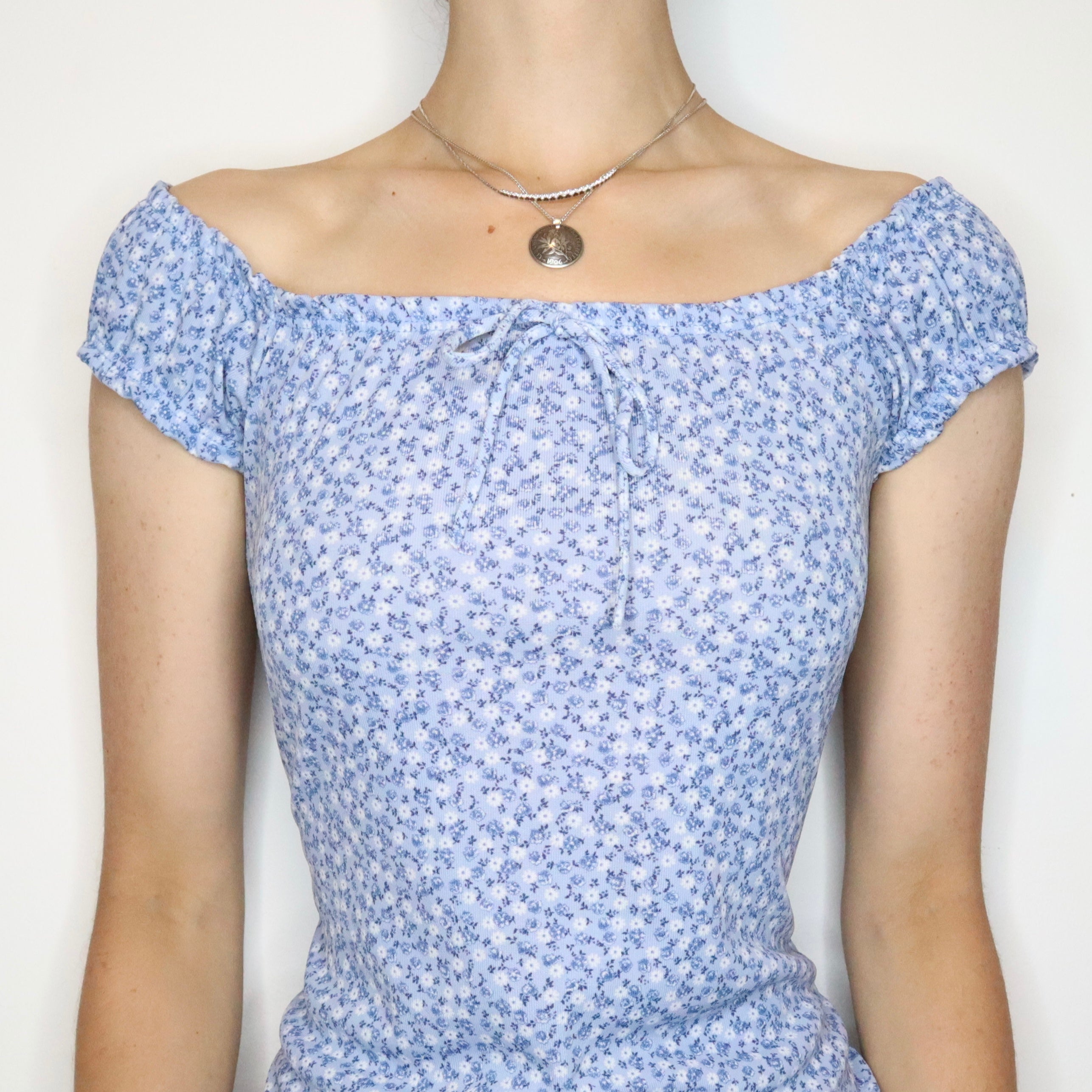 Baby Blue Floral Milkmaid Dress (S-M) – Holy Thrift