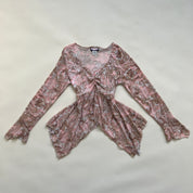 y2k asymmetrical floral top