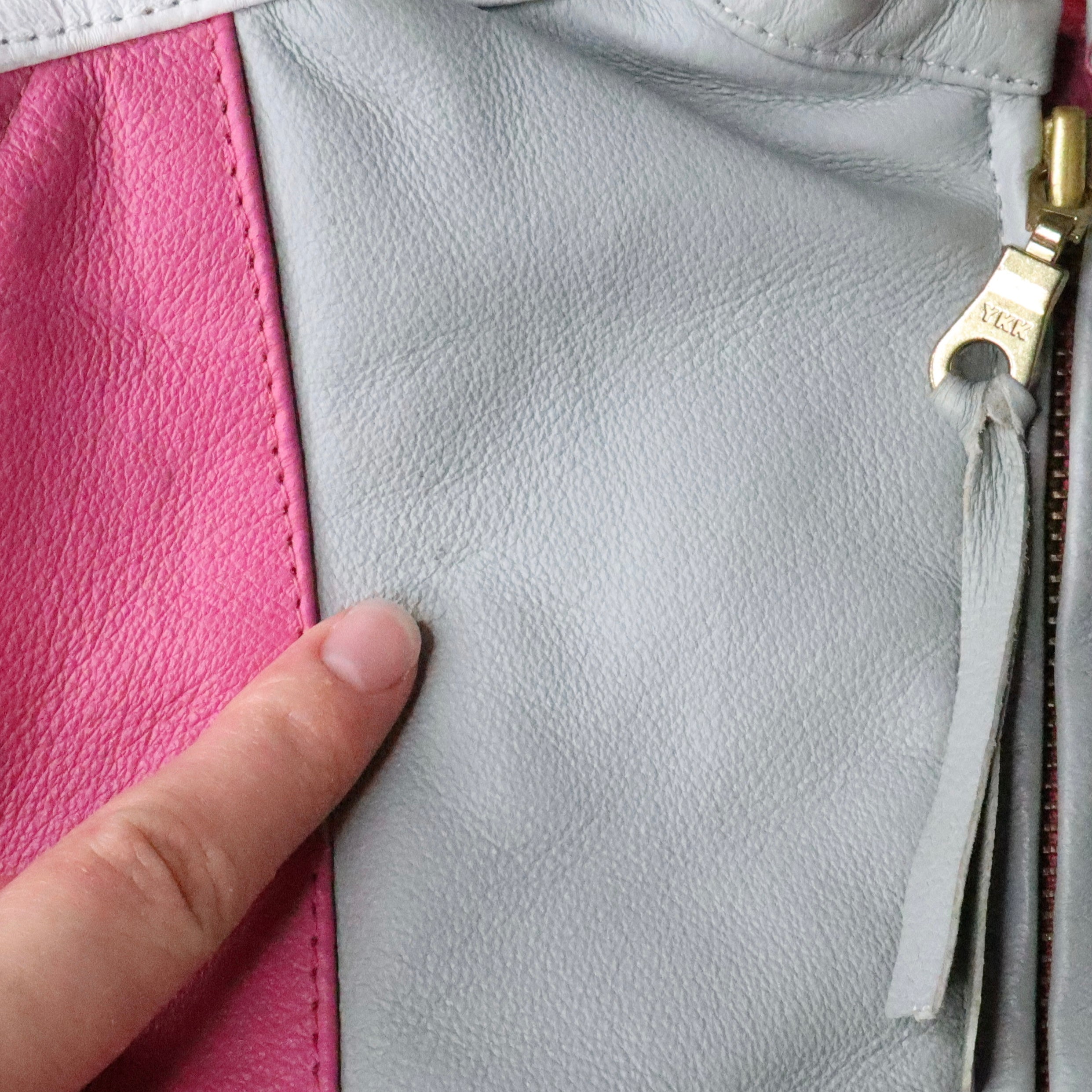 Pink Leather Racer Jacket (Small)