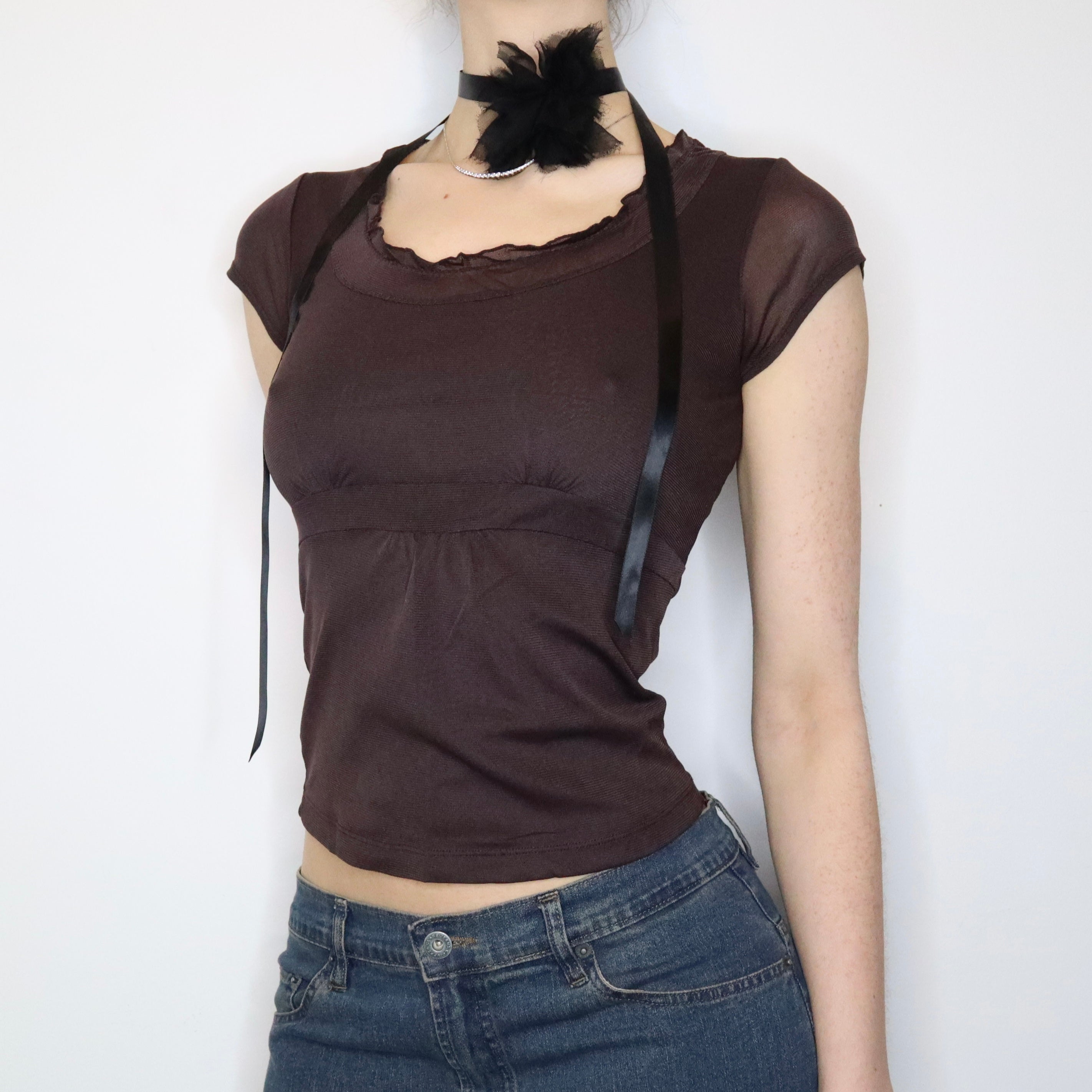 Brown Mesh Blouse (Small) 