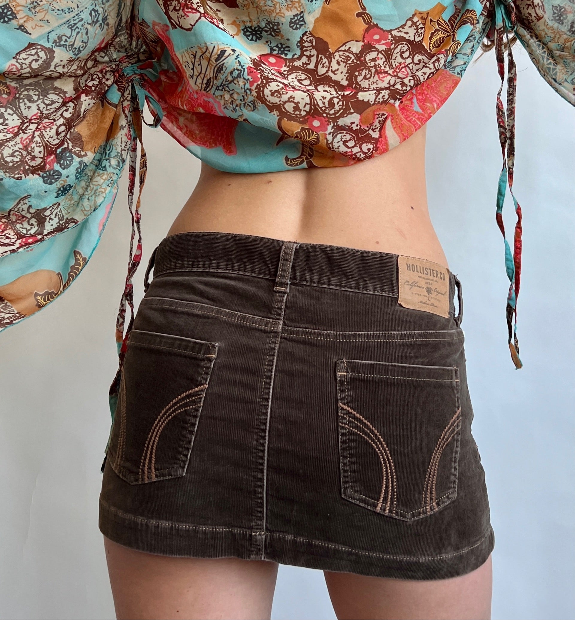 00s brown corduroy mini skirt