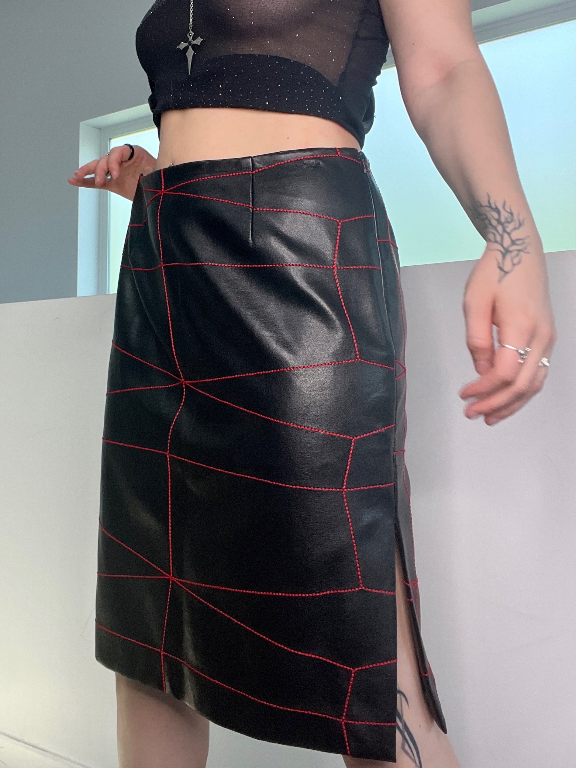 90s Leather Midi Skirt
