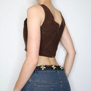 Brown Boho Cropped Corset (S-M) 