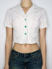 Cropped Off White Blouse (XS-S) 