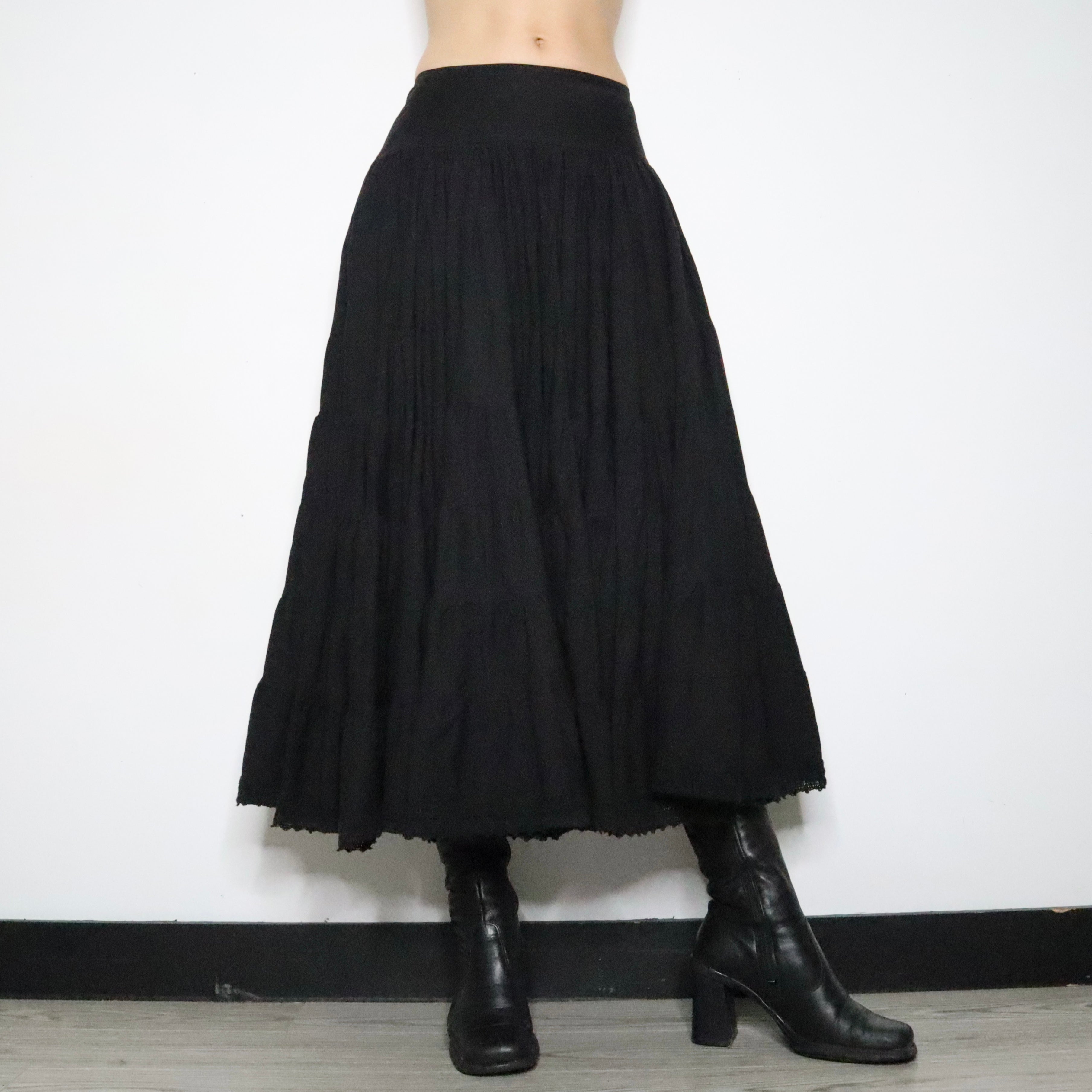 Black Tiered Maxi Skirt (XS-S)