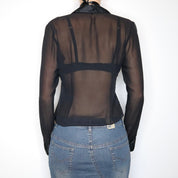 Black Silk Button Up Blouse (M-L) 