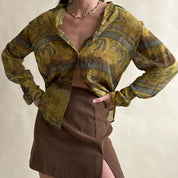 Sheer printed silk shirt