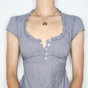 Blue Gingham Babydoll Top (S-M) 