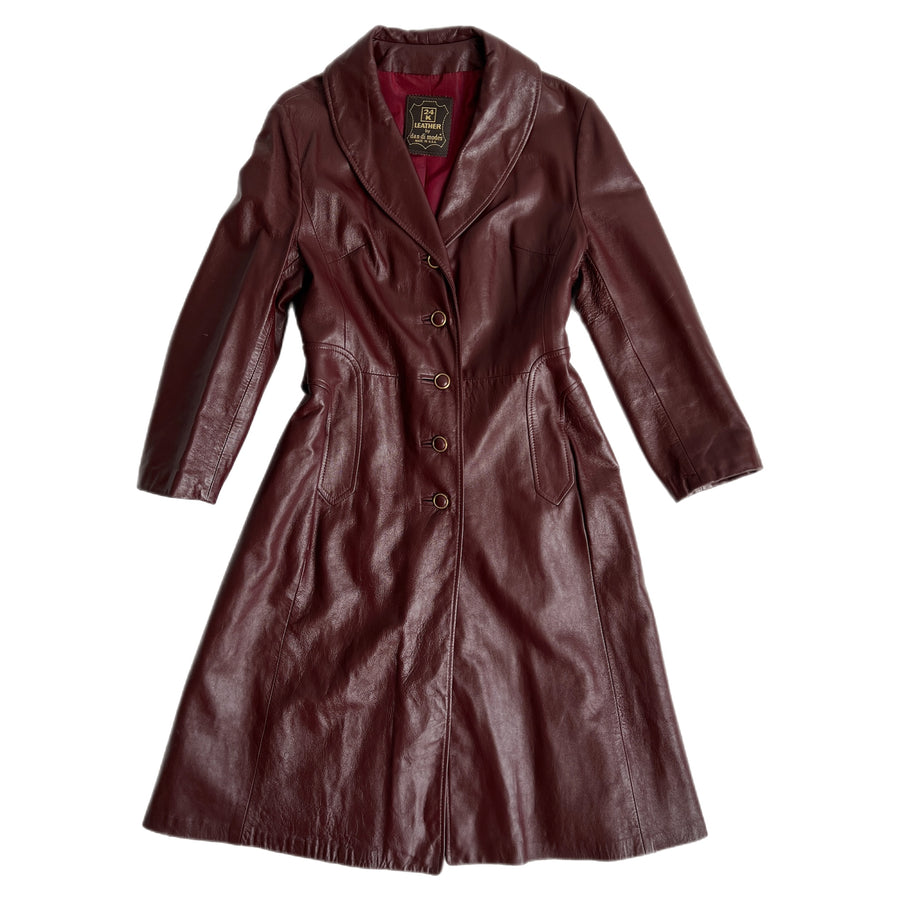 Vintage burgundy leather coat